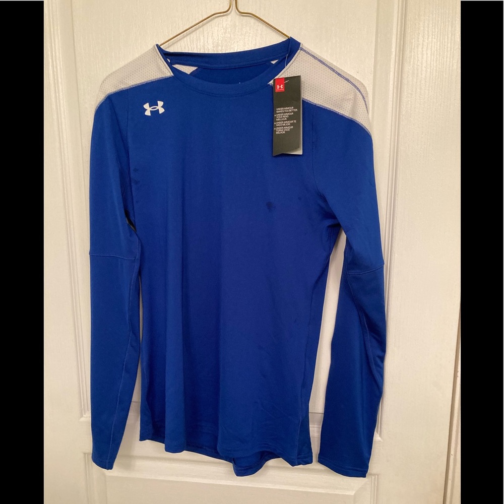 Under Armour Ladies Fitted Heatgear Blue/White Long Sleeved T-Shirt. New!